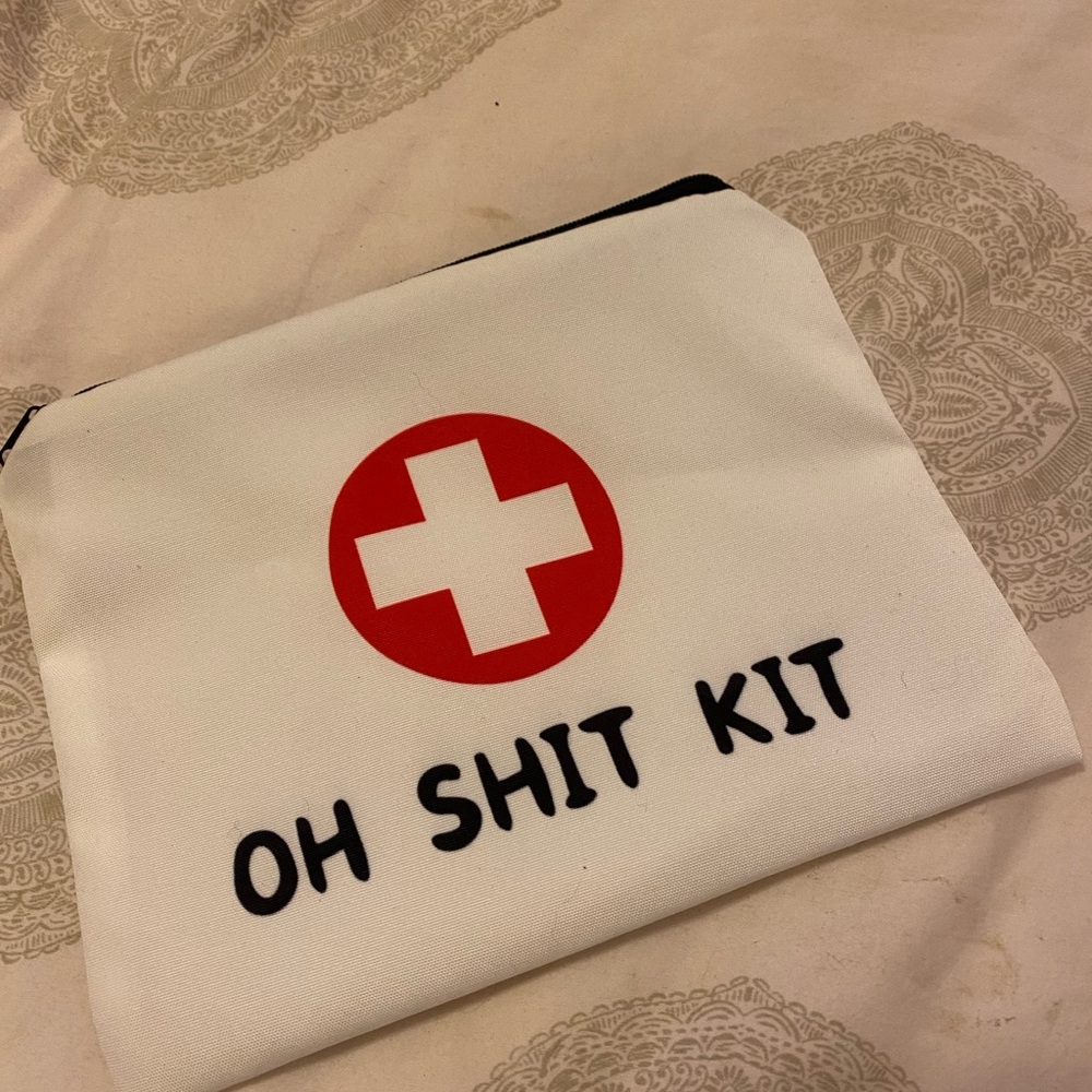 White and Red Oh Shit Kit Pouch